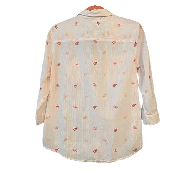 Croft & Barrow Lobster Shirt Cotton Button Down Size M Nautical Beachy Coastal - Picture 3 of 9